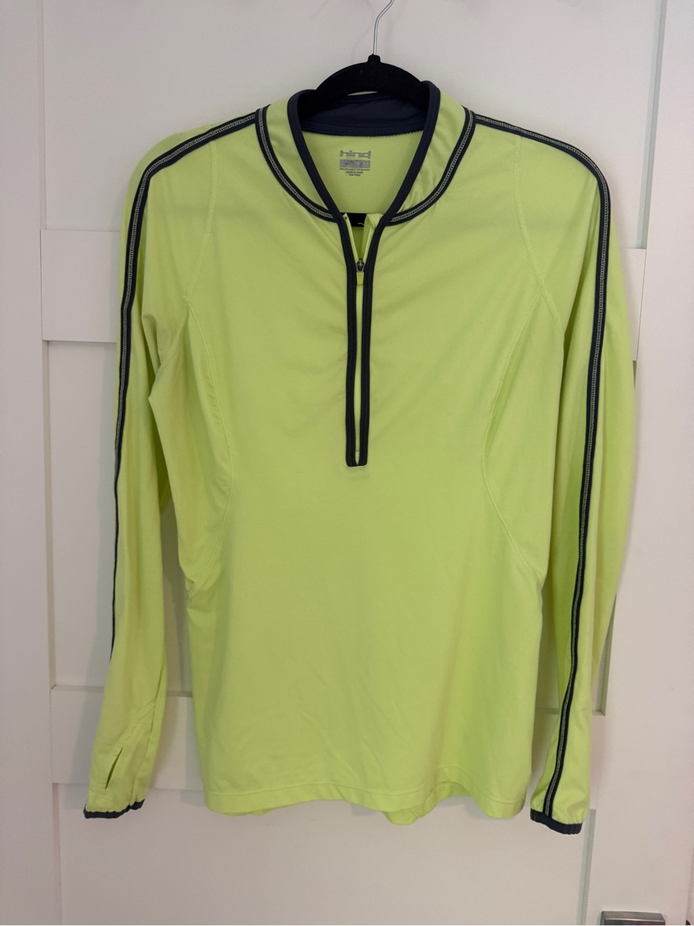 Women’s neon yellow Long-Sleeve Athletic Shirt with Quarter Zip
